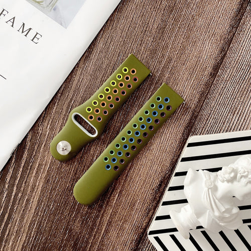 Silicone Sport Strap, laid flat, separate parts, direct top view