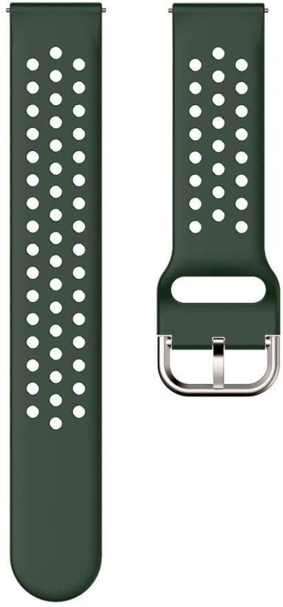 Breathable Silicone Strap, army green, laid flat, separate parts, direct top view