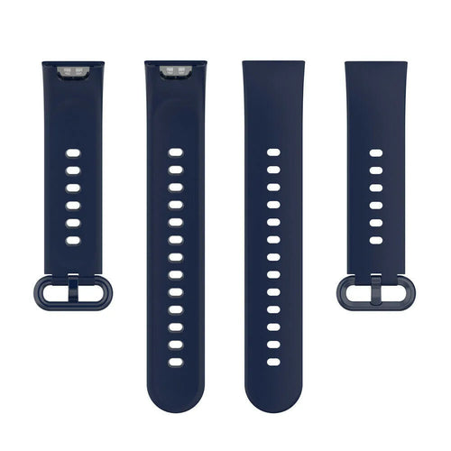 Silicone Strap, dark blue, laid flat, separate parts, direct top view