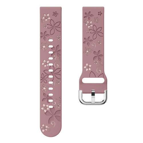 Correa silicona con flores Huawei Watch 5 - 42mm (morado/rosa claro)