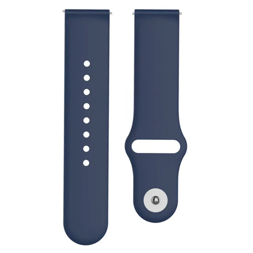 Silicone Sport Strap, dark blue, laid flat, separate parts, direct top view
