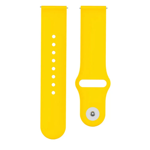 Silicone Sport Strap, yellow, laid flat, separate parts, direct top view