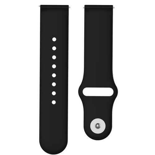 Silicone Sport Strap, black, laid flat, separate parts, direct top view