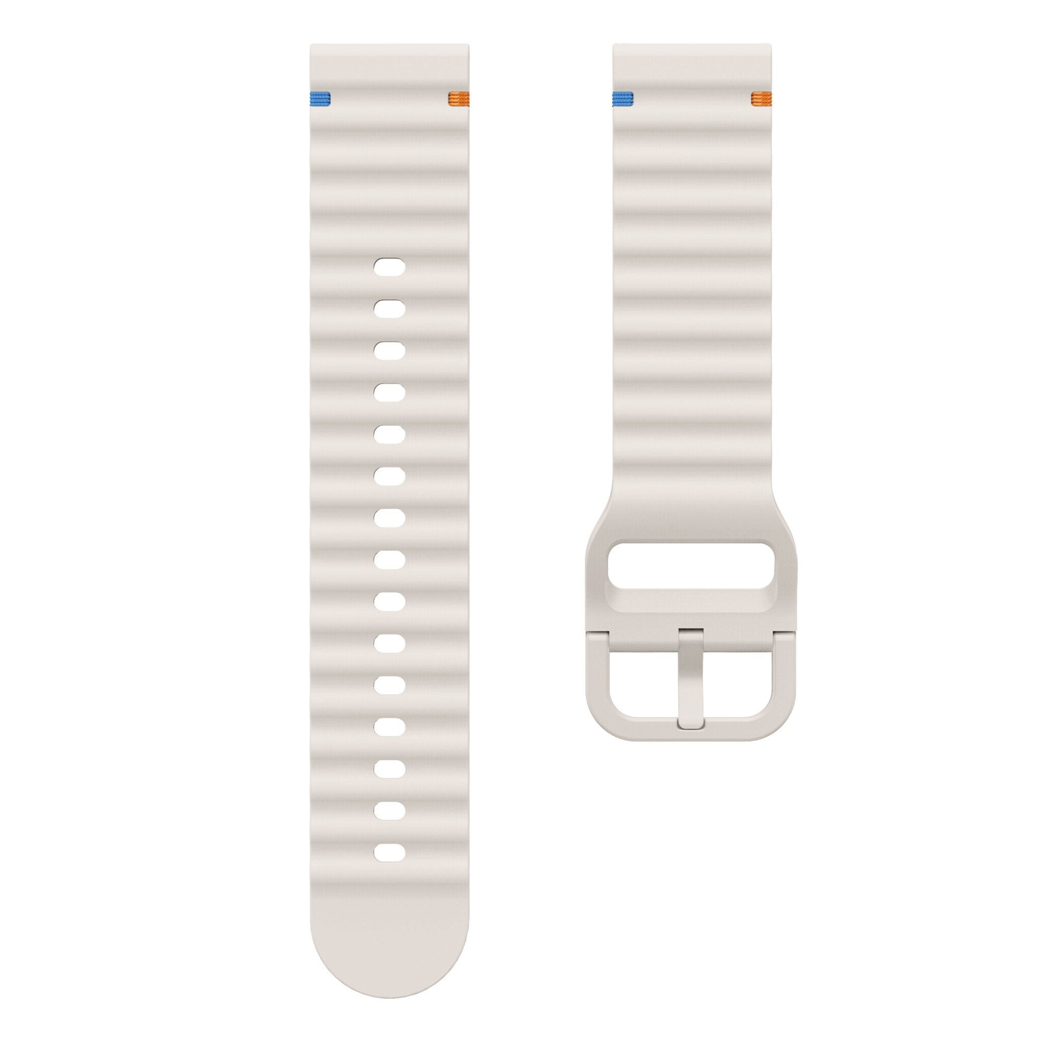 Wave Silicone Strap, starlight, laid flat, separate parts, direct top view
