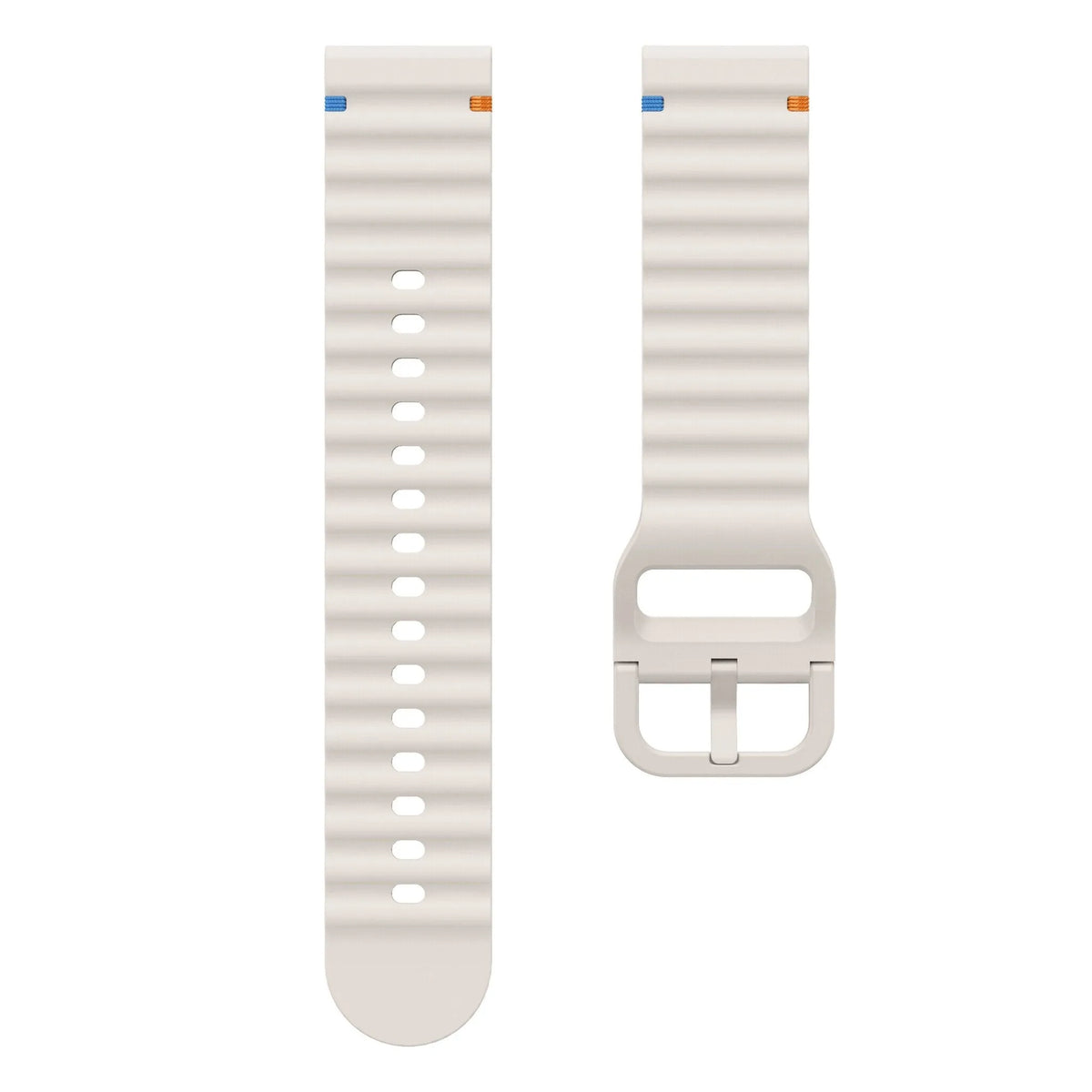 Wave Silicone Strap, starlight, laid flat, separate parts, direct top view