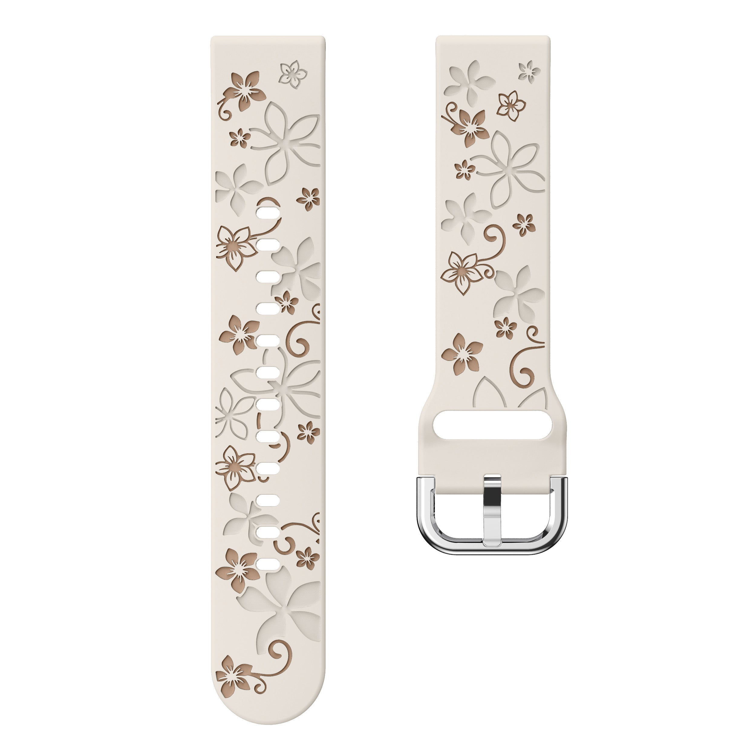 Correa silicona con flores Huawei Watch GT 4 - 41mm (blanco estrella/beige)