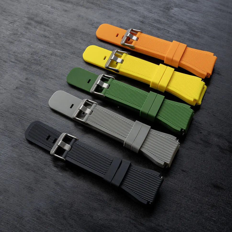 Twill Silicone Strap, army green, laid flat, separate parts, direct top view