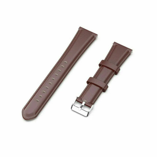 Leather Strap, brown, laid flat, separate parts, direct top view