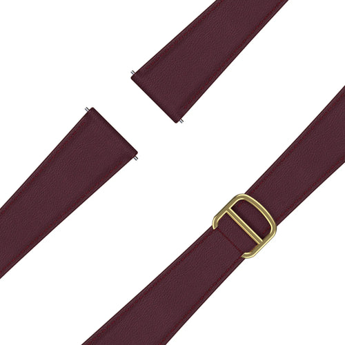 Bandz Actyve Smartwatch 20mm Leather Strap 'D-Type' (Wine Red)