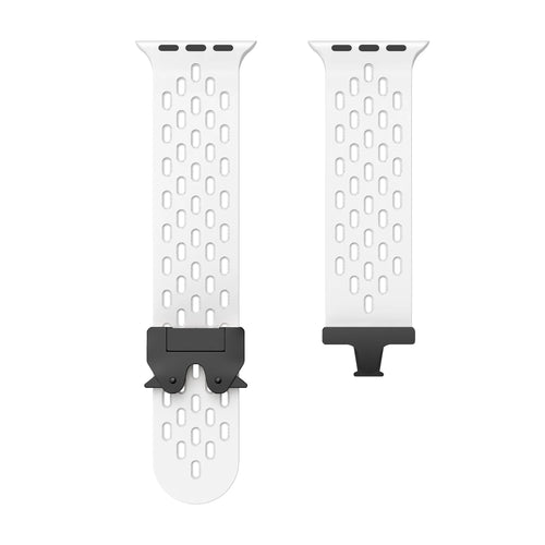 Silicone Strap 'Air' P-Buckle, white, laid flat, separate parts, direct top view