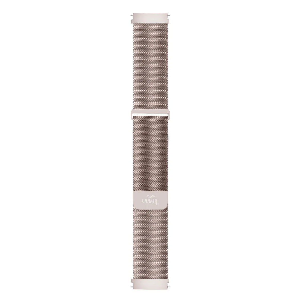 Milanese Strap, pink, laid flat, joined, direct top view