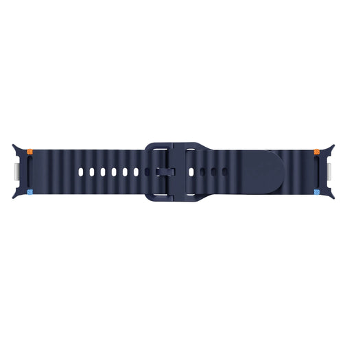Wave Silicone Strap, dark blue, laid flat, joined, direct top view