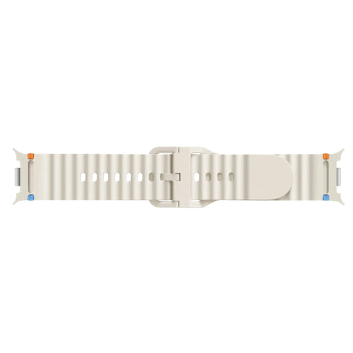 Wave Silicone Strap, starlight, laid flat, joined, direct top view