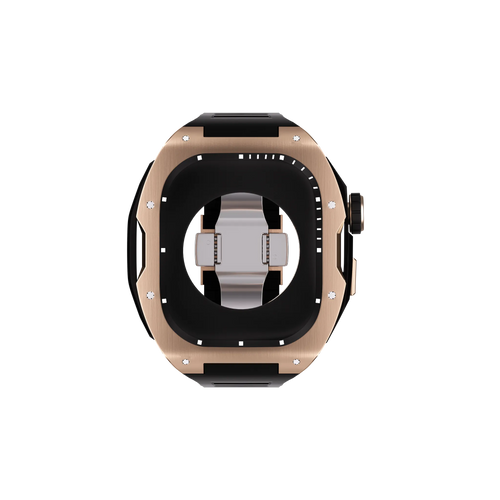 Reqior Funda con correa de goma Apple Watch 45mm (rosa dorado/negro)