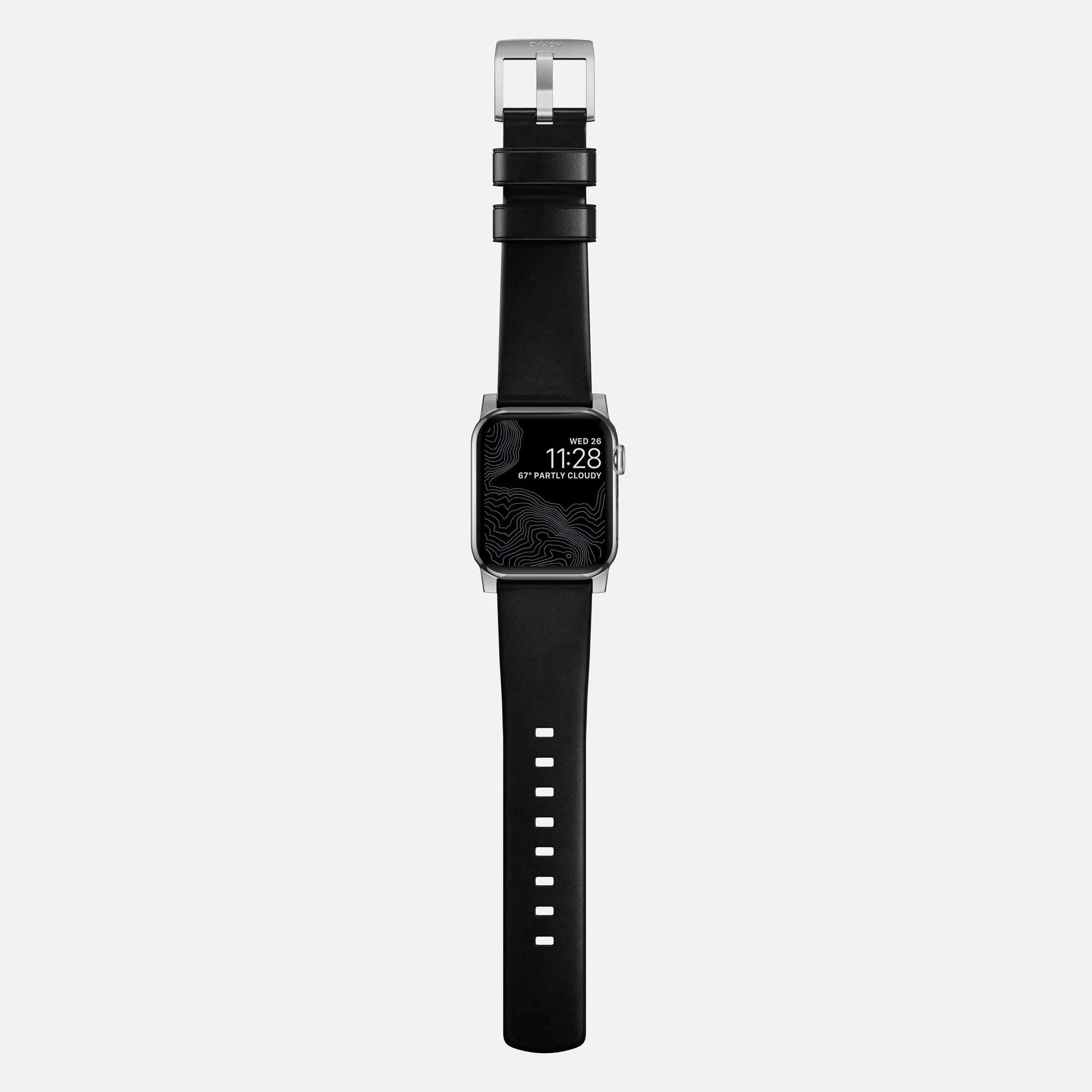 Nomad Correa cuero moderna Apple Watch (negro/plateado)
