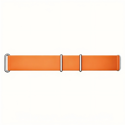 Silicone Strap, orange, laid flat, joined, direct top view