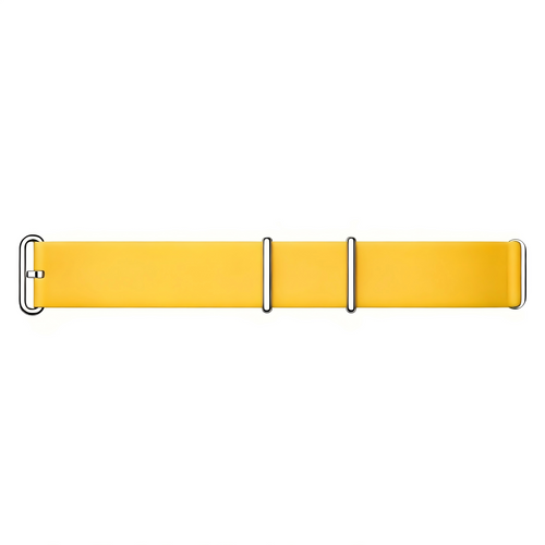 Silicone Strap, yellow, laid flat, joined, direct top view