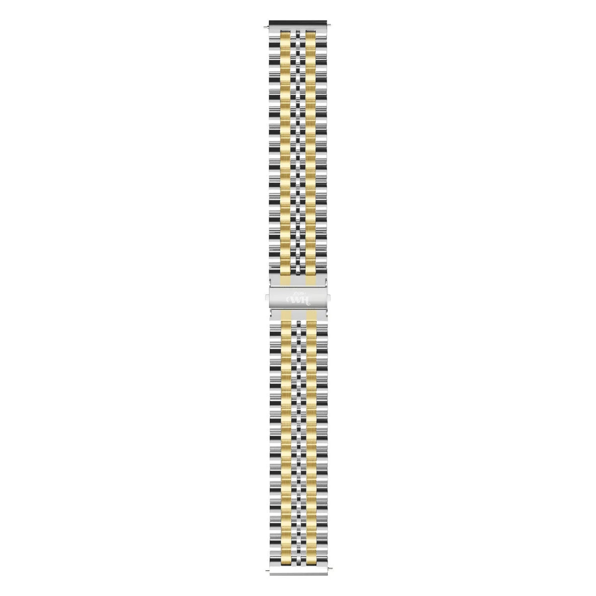 Steel Strap, silver/gold, laid flat, joined, direct top view