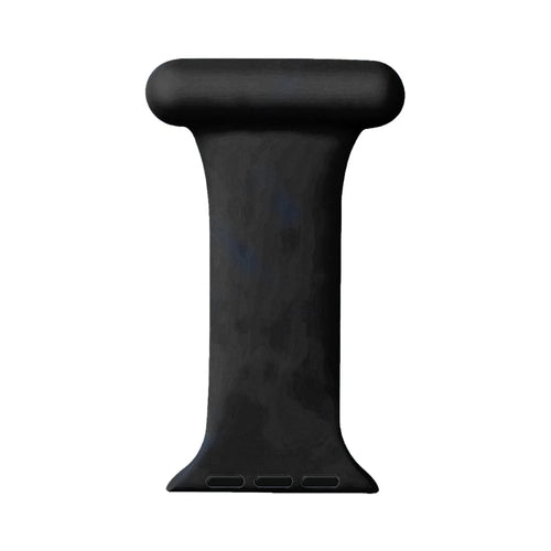 Silicone Nurse Fob, black, laid flat, joined, direct top view