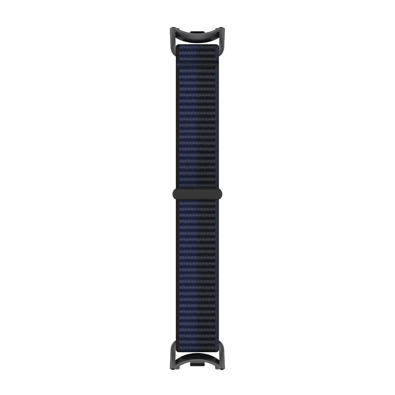 Modern Nylon Strap, dark blue, laid flat, joined, direct top view