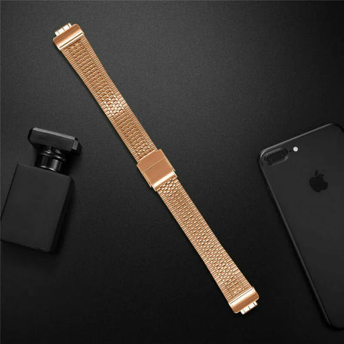 Fine Steel Strap, rose gold, laid flat, joined, direct top view
