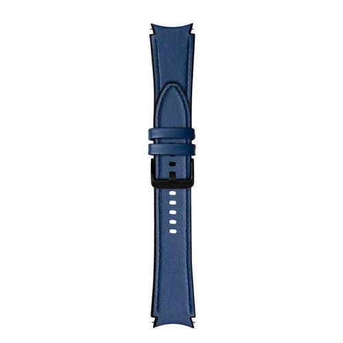 Leather Hybrid Strap, dark blue, laid flat, joined, direct top view