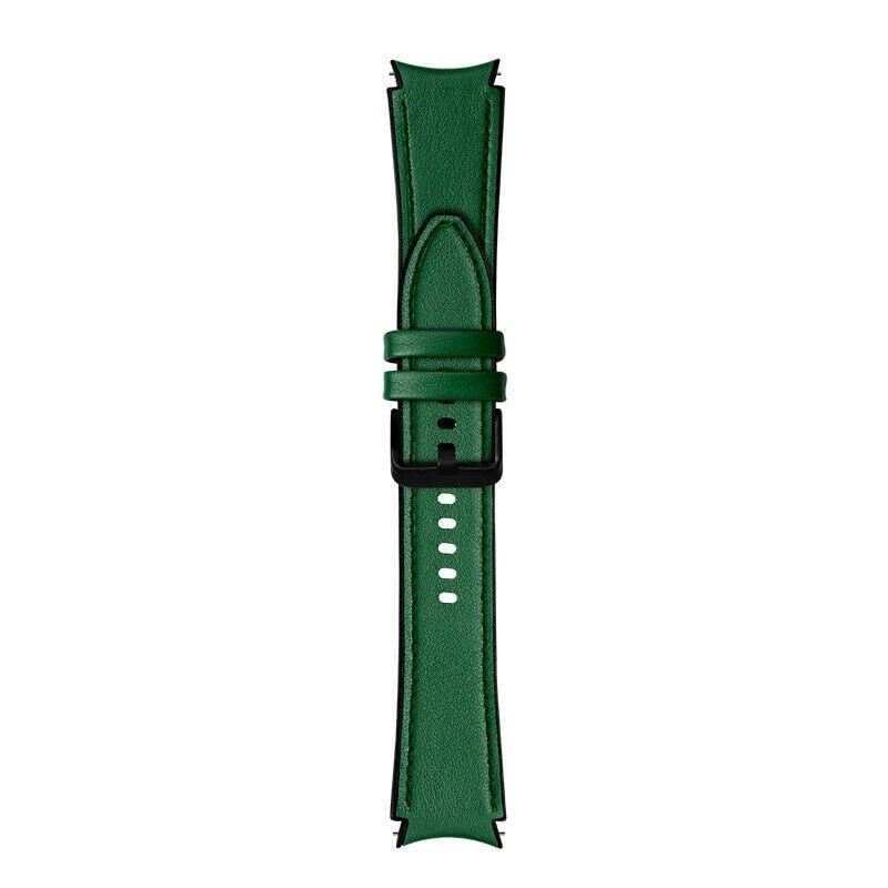 Leather Hybrid Strap, green, laid flat, joined, direct top view