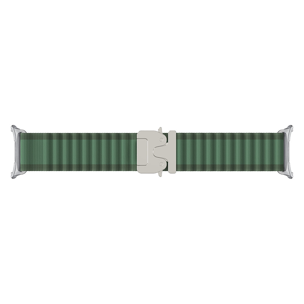 Samsung Galaxy Watch 9 - 44mm Outdoor Nylon Strap with P-Buckle (Green with Silver)