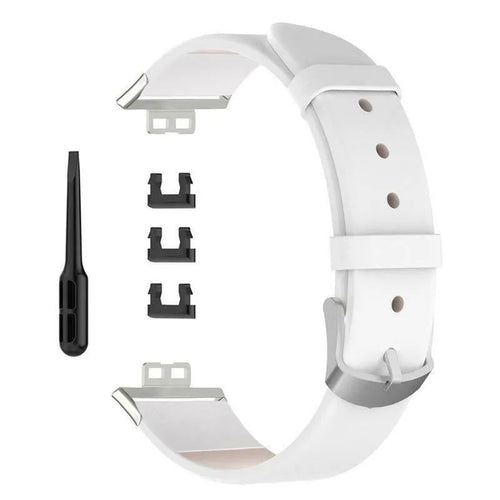 Leather Strap, white, laid flat, joined, direct top view