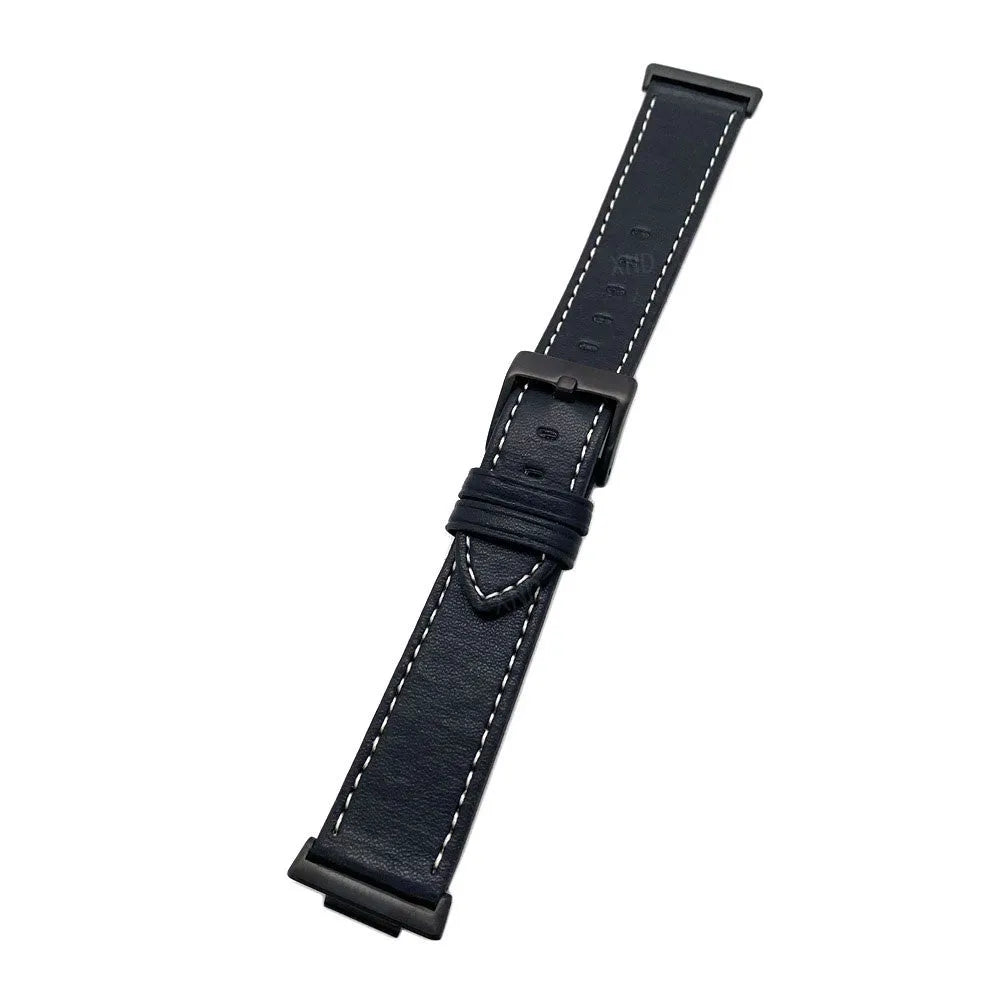 Leather Strap, black, laid flat, joined, direct top view