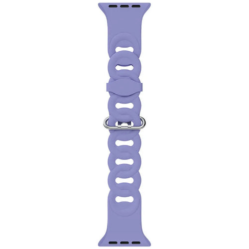 Silicone Chain Strap, lilac, laid flat, joined, direct top view
