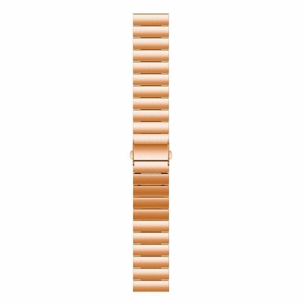 Premium Metal Strap, rose gold, laid flat, joined, direct top view