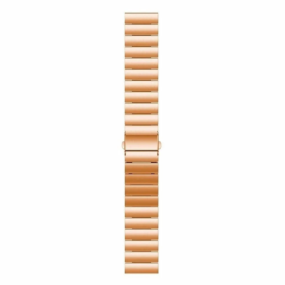 Premium Metal Strap, rose gold, laid flat, joined, direct top view