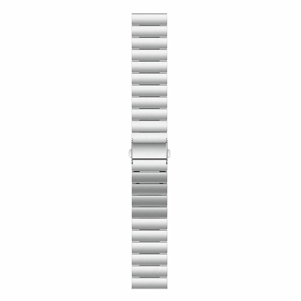 Premium Metal Strap, silver, laid flat, joined, direct top view