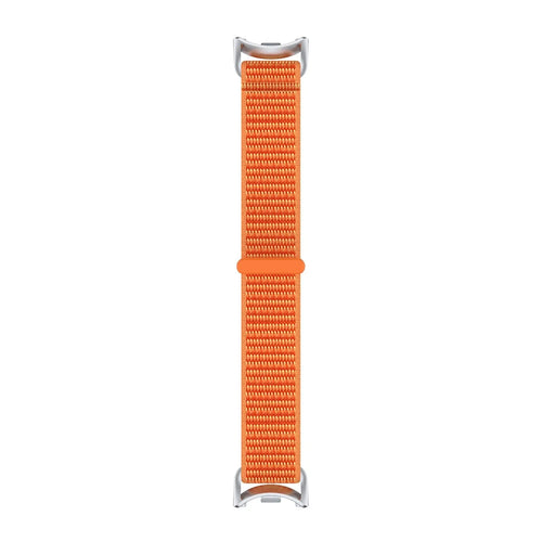 Modern Nylon Strap, orange, laid flat, joined, direct top view
