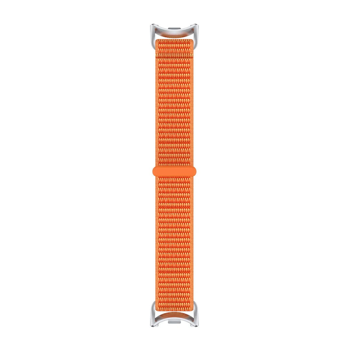 Modern Nylon Strap, orange, laid flat, joined, direct top view