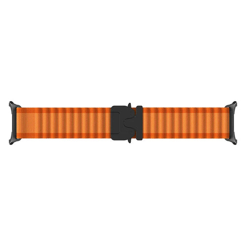 Outdoor Nylon Strap with P-Buckle, orange/black, laid flat, joined, direct top view