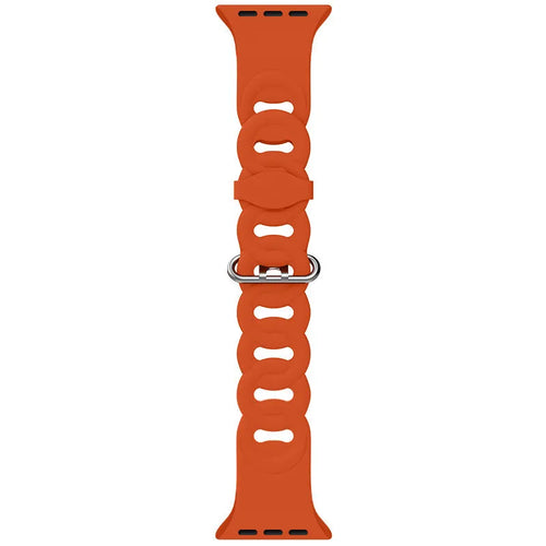 Silicone Chain Strap, orange, laid flat, joined, direct top view