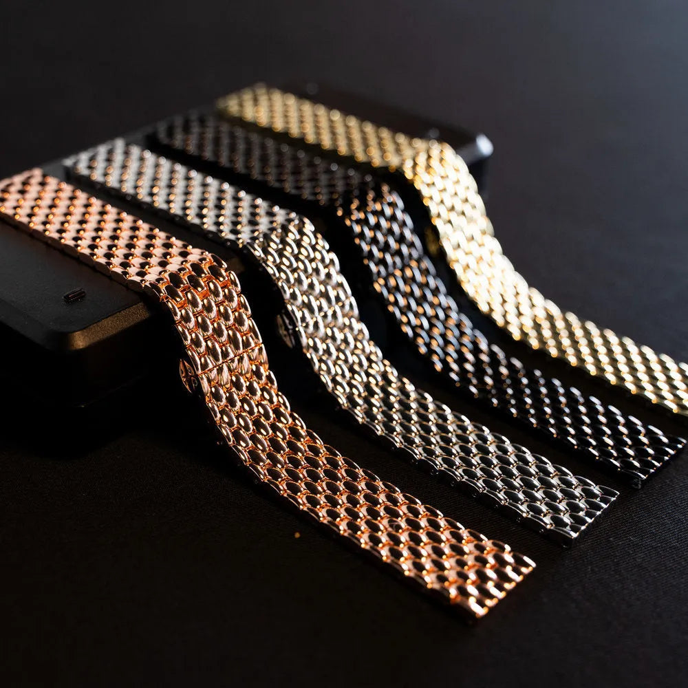 Steel Dragon Strap, silver, laid flat, joined, direct top view