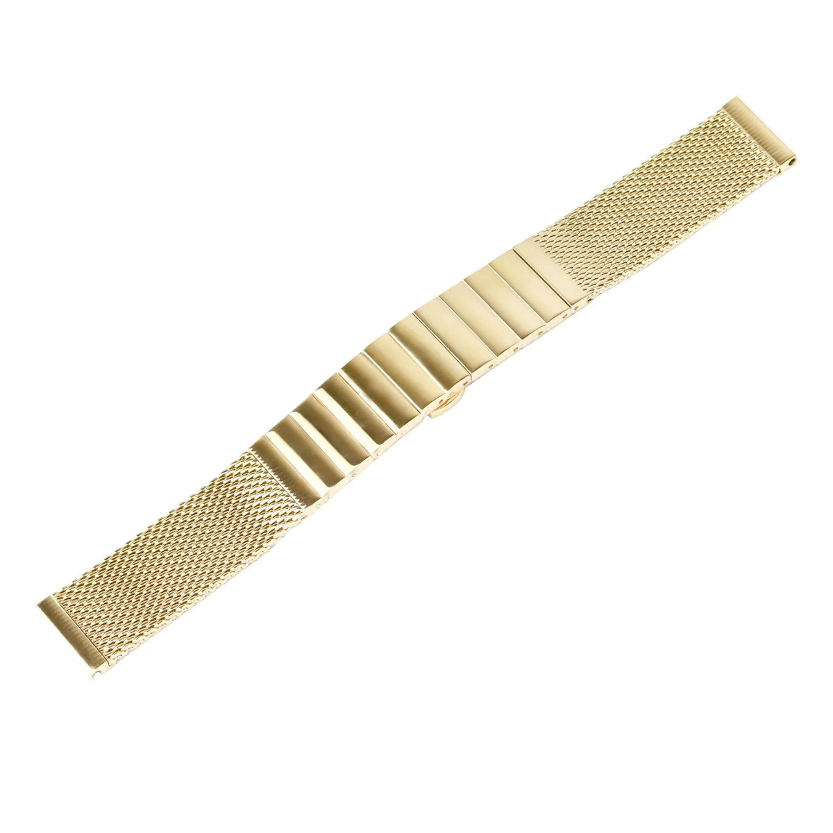 Milanese Steel Strap, gold, laid flat, joined, direct top view