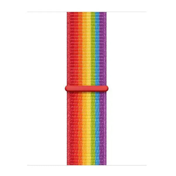 Nylon Strap, rainbow, laid flat, joined, direct top view