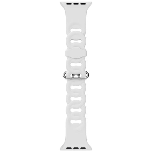 Silicone Chain Strap, white, laid flat, joined, direct top view