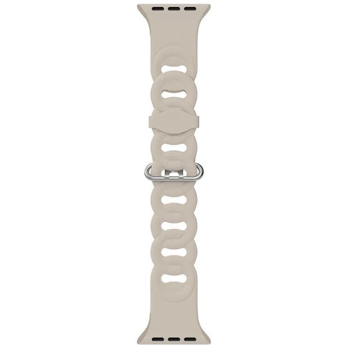 Silicone Chain Strap, beige, laid flat, joined, direct top view