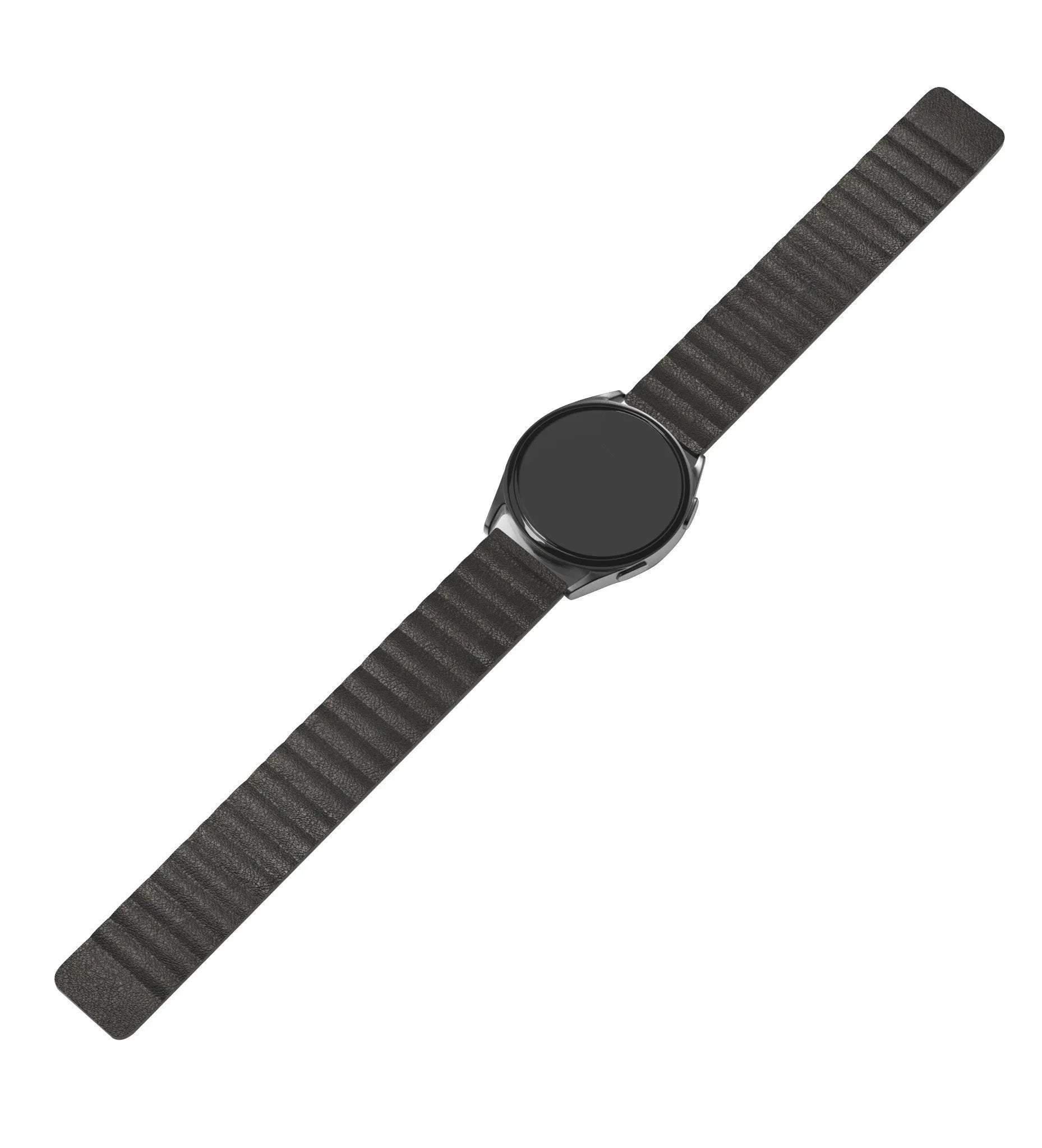 Leather Loop Strap, black, laid flat, joined, direct top view