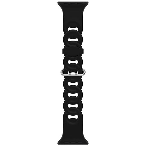 Silicone Chain Strap, black, laid flat, joined, direct top view