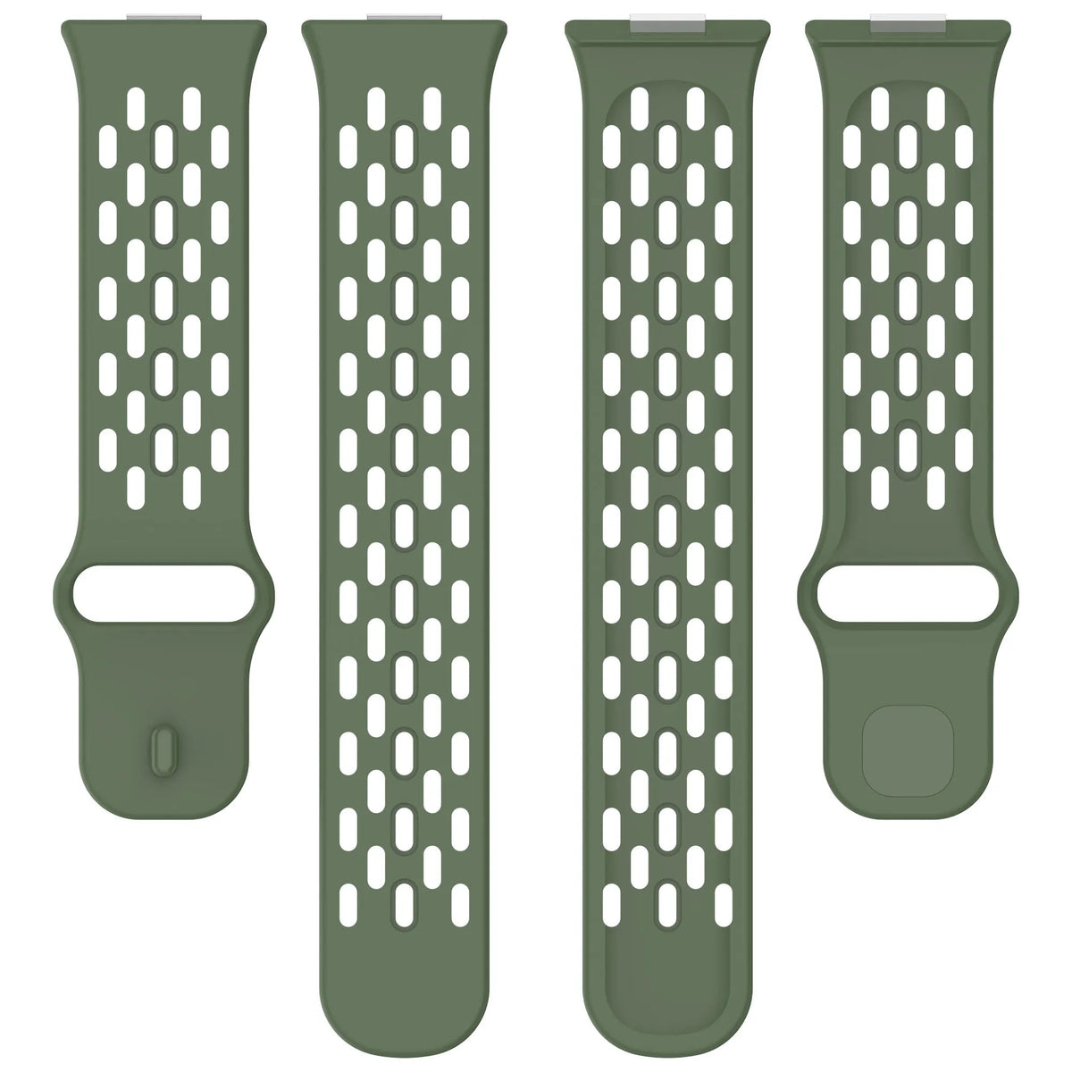 Silicone Air Strap, laid flat, separate parts, top and underside view
