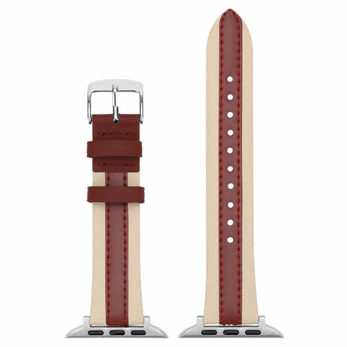 Correa cuero híbrida slim Apple Watch (beige/rojo)