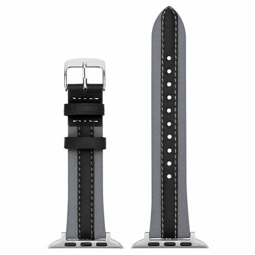 Correa cuero híbrida slim Apple Watch (gris/negro)