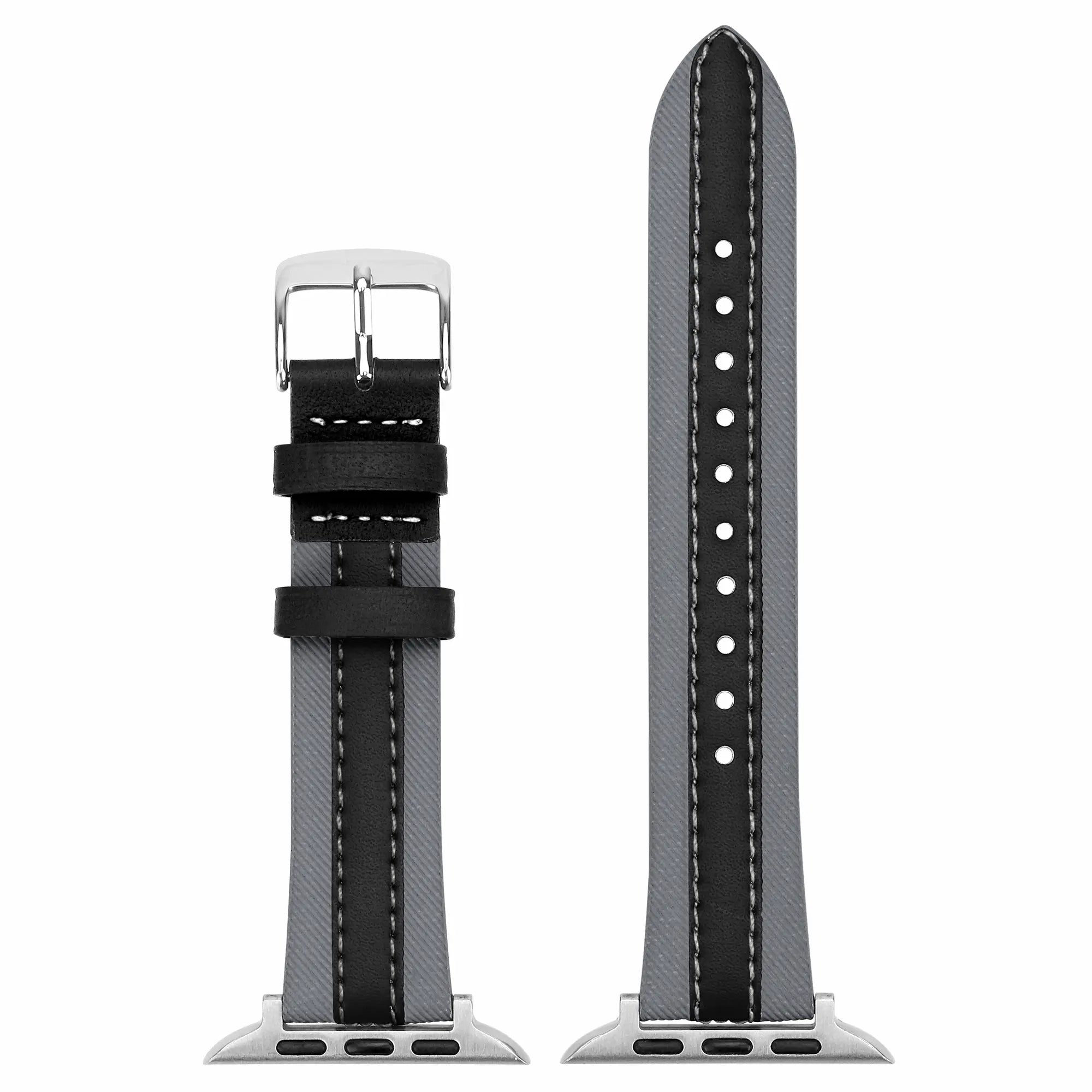 Correa cuero híbrida slim Apple Watch (gris/negro)