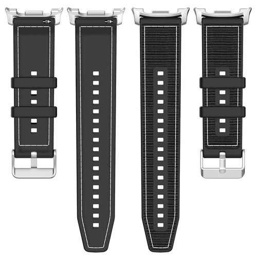 Nylon Hybrid Strap, laid flat, separate parts, top and underside view